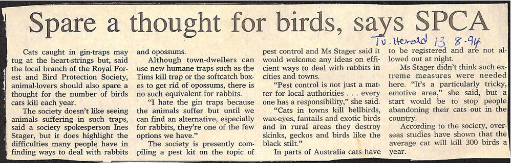 Spare a thought for birds, says SPCA