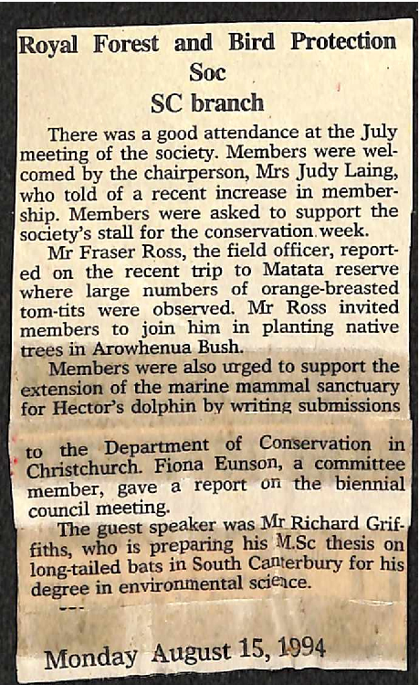 Royal Forest and Bird Protection Soc SC branch