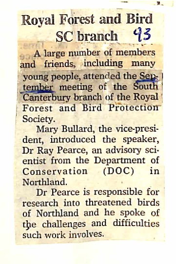 Royal NZ Forest and Bird SC branch