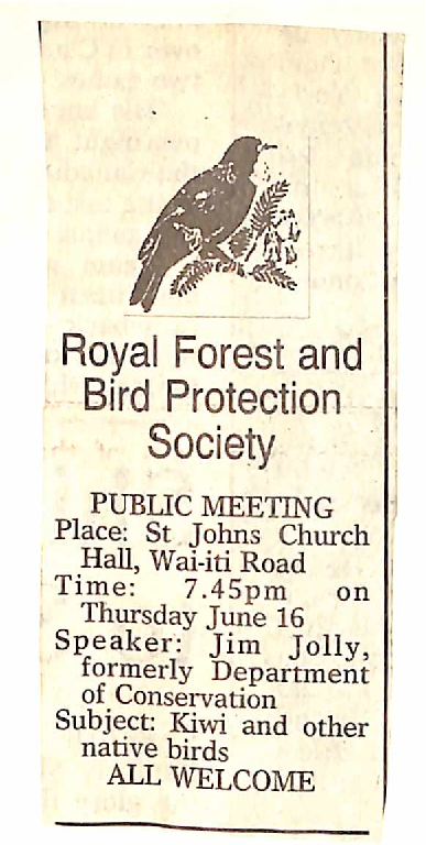 Meeting notice, SC Forest and Bird