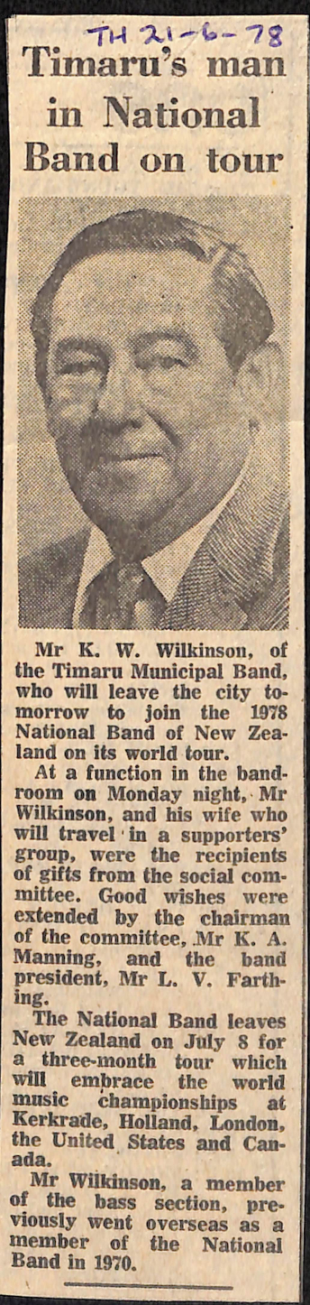 Timaru's man in National band on tour | Aoraki Heritage Collection