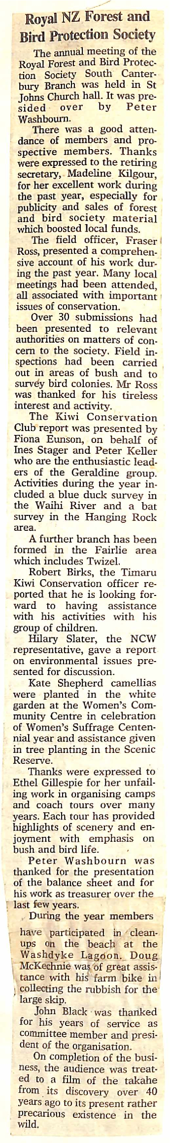 Royal NZ Forest and Bird Protection Society