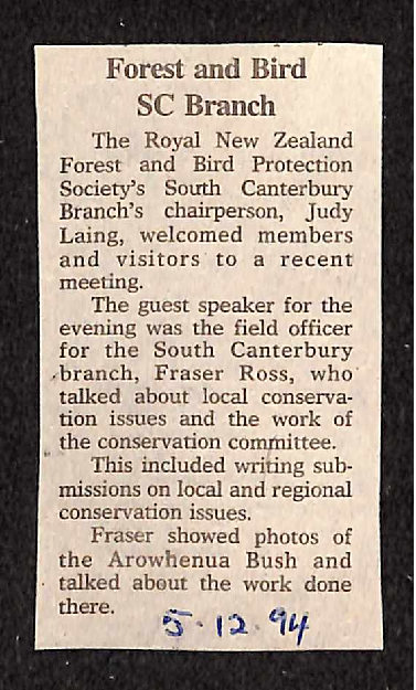 Forest and Bird SC Branch