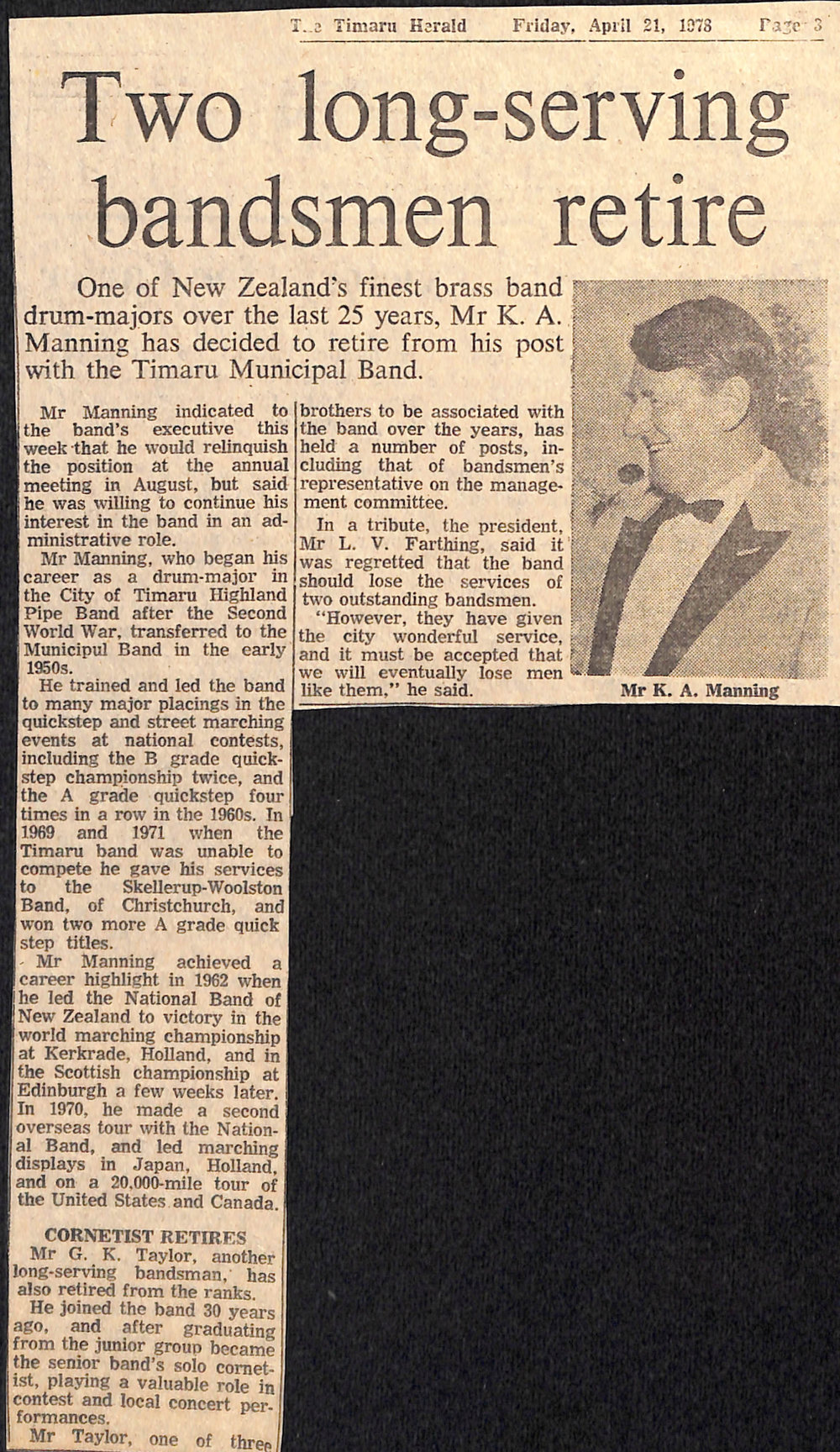 Two long-serving bandsmen retire