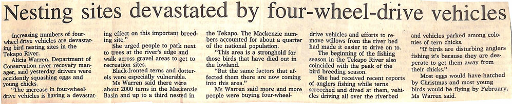 Nesting sites devastated by four-wheel-drive vehicles