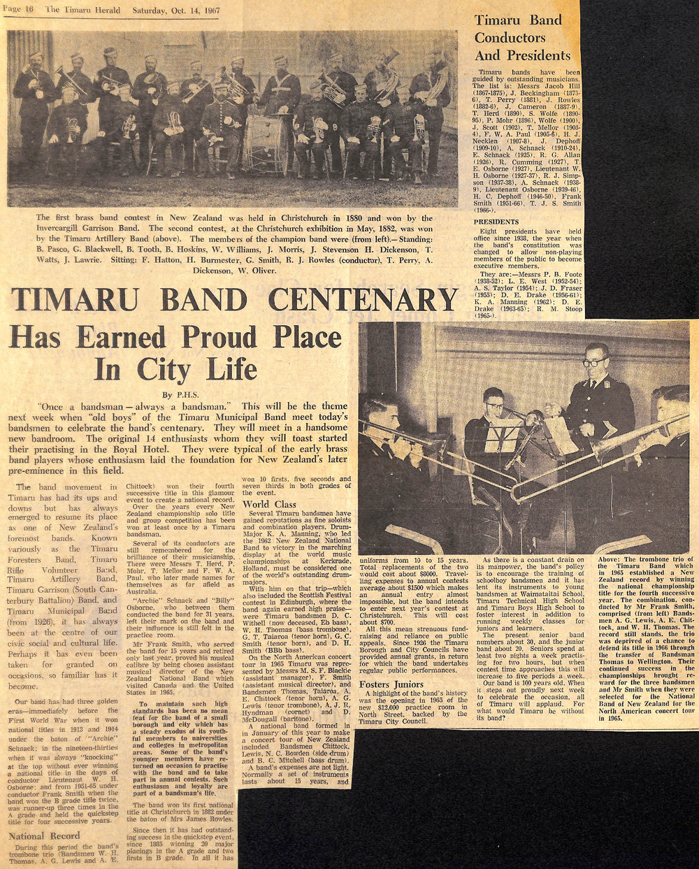 Timaru Band Centenary: Has Earned Proud Place In City Life