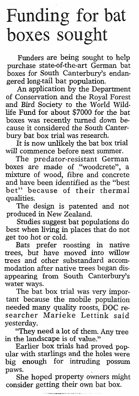 Funding for bat boxes sought