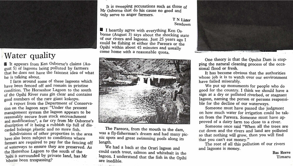 Letters to the editor: Water quality