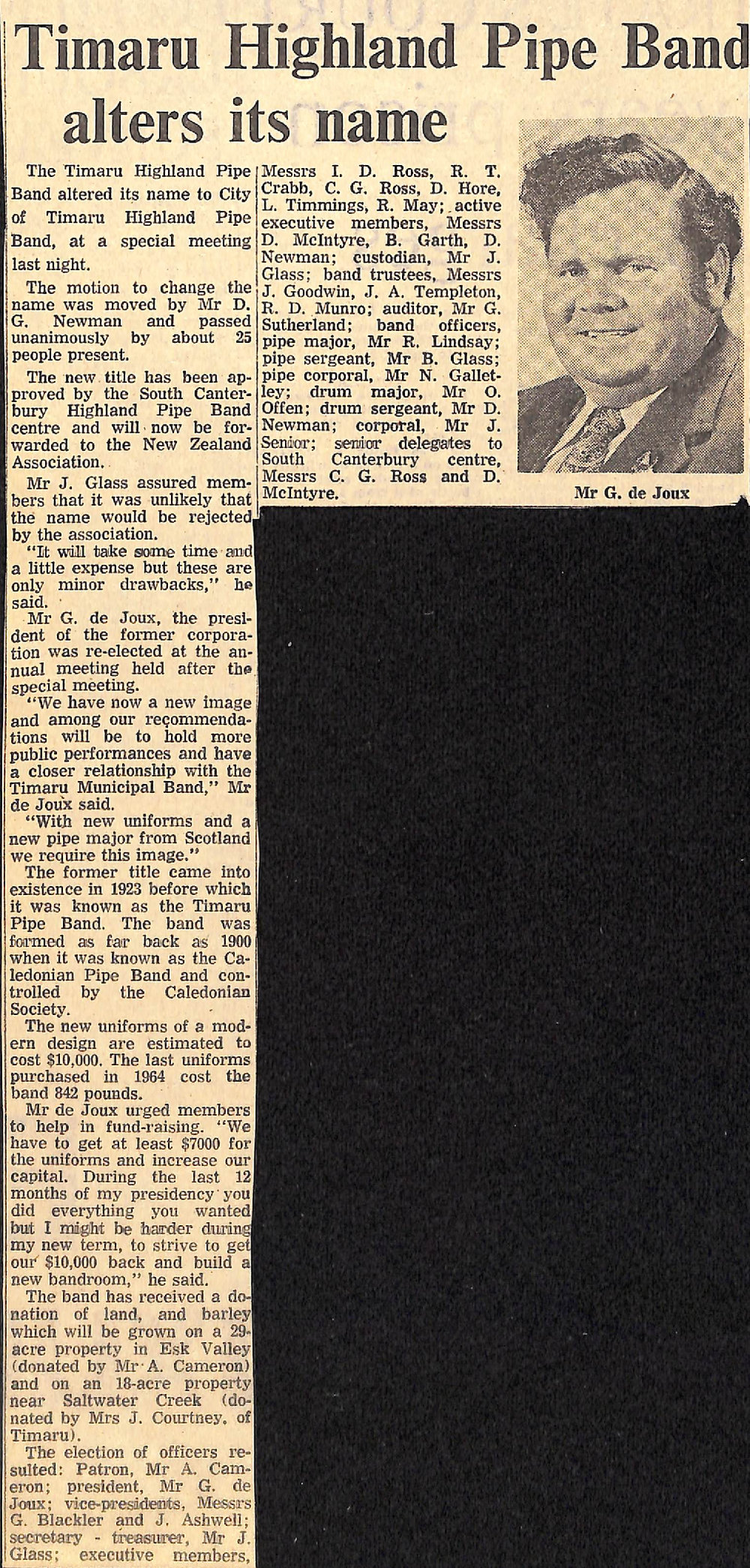 Timaru Highland Pipe Band alters its name