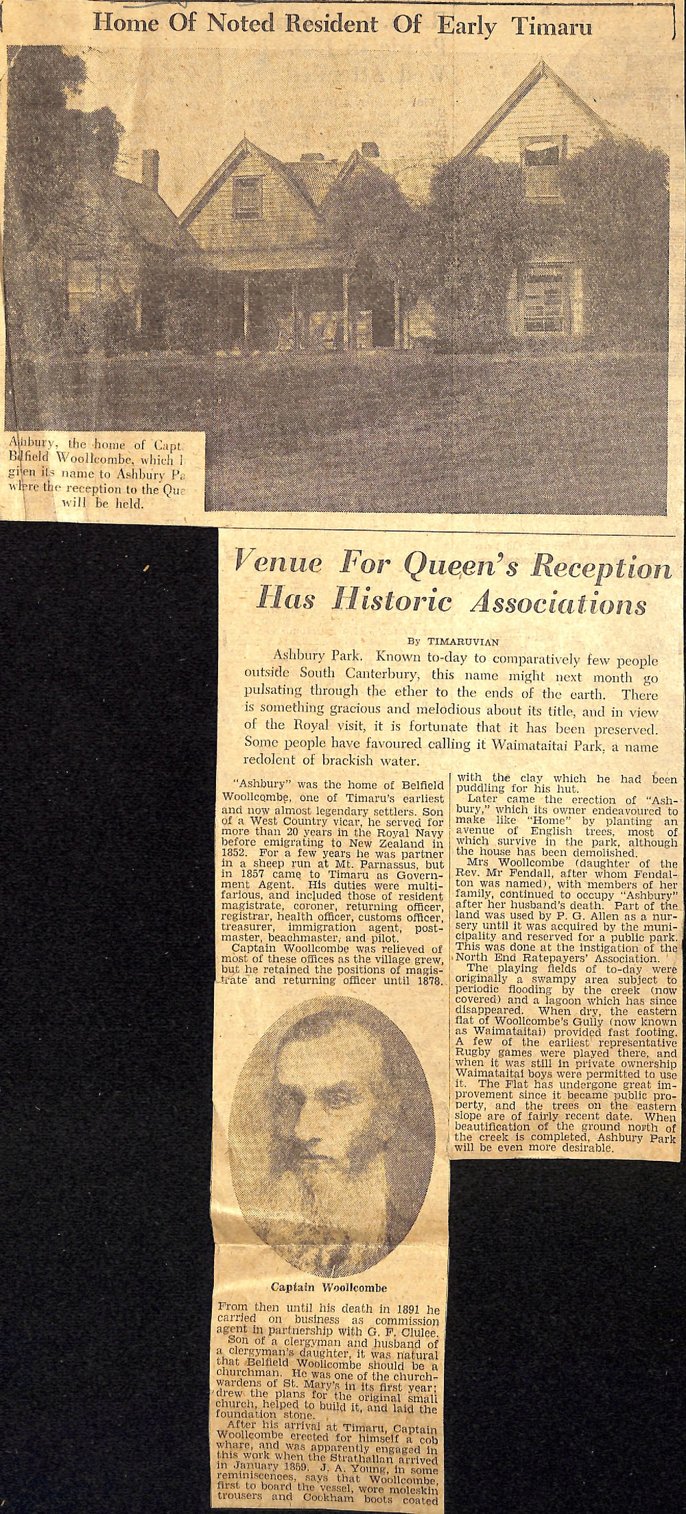 Home of Noted Resident of Early Timaru: Venue For Queen's Reception Has Historic Associations