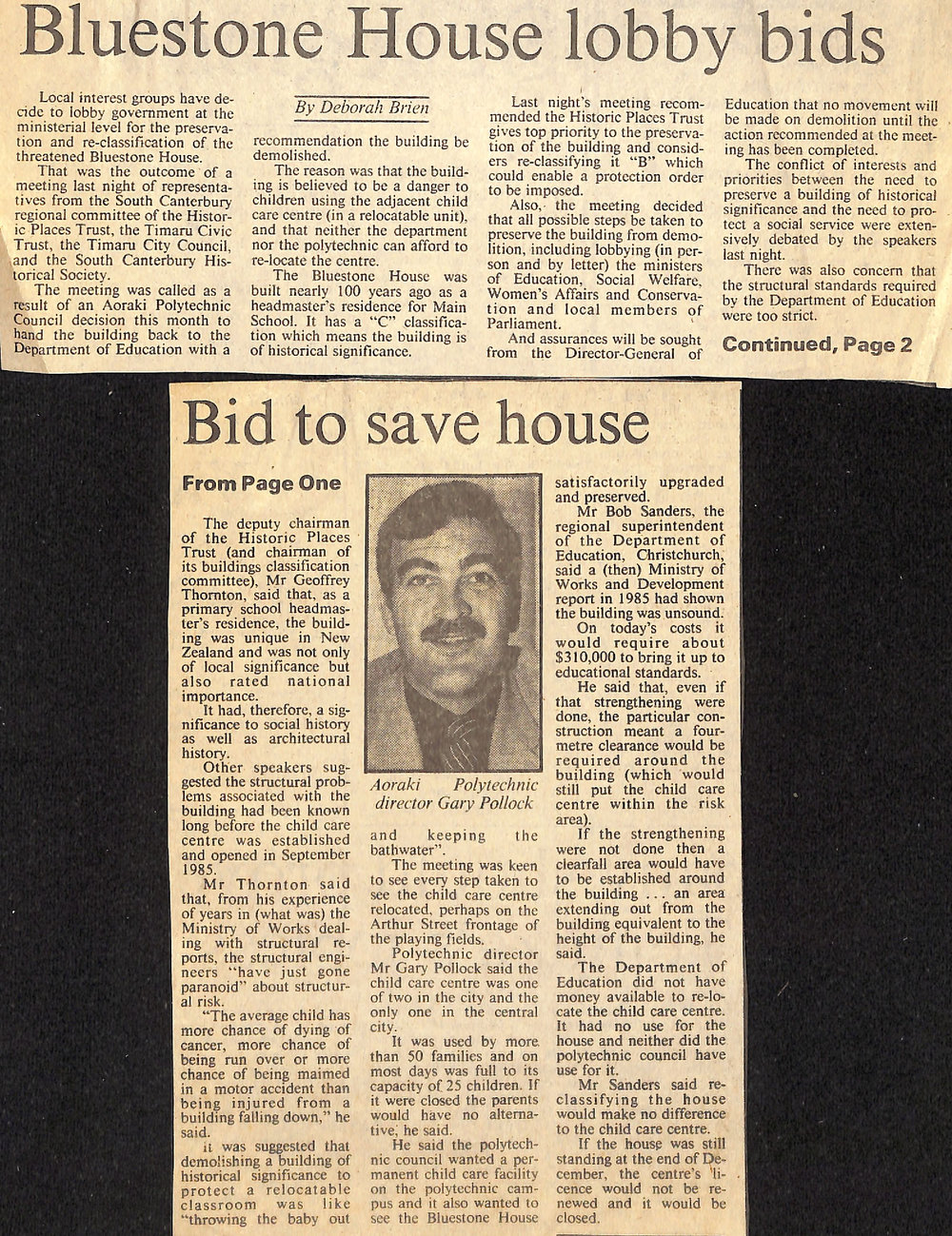 Bluestone House lobby bids / Bid to save house