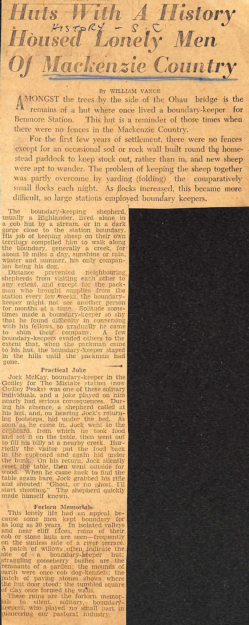 Huts with a History Housed Lonely Men of Mackenzie Country