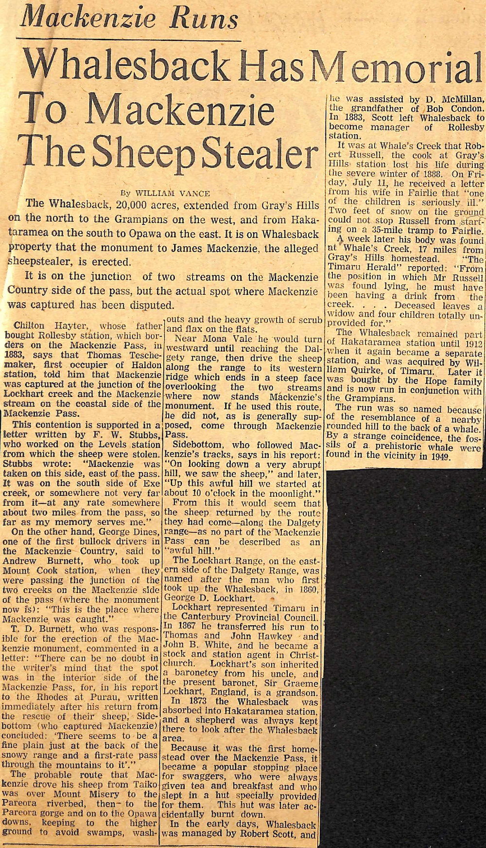 Mackenzie Runs: Whalesback Has Memorial To Mackenzie The Sheep Stealer