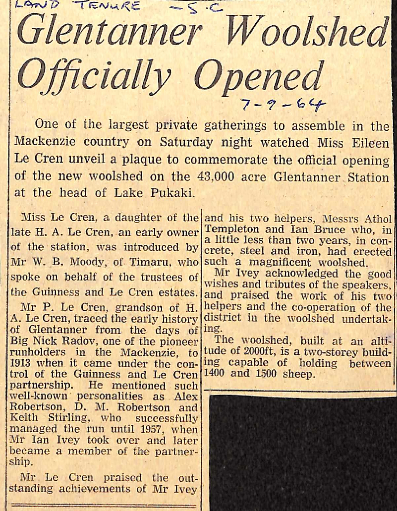 Glentanner Woolshed Officially Opened