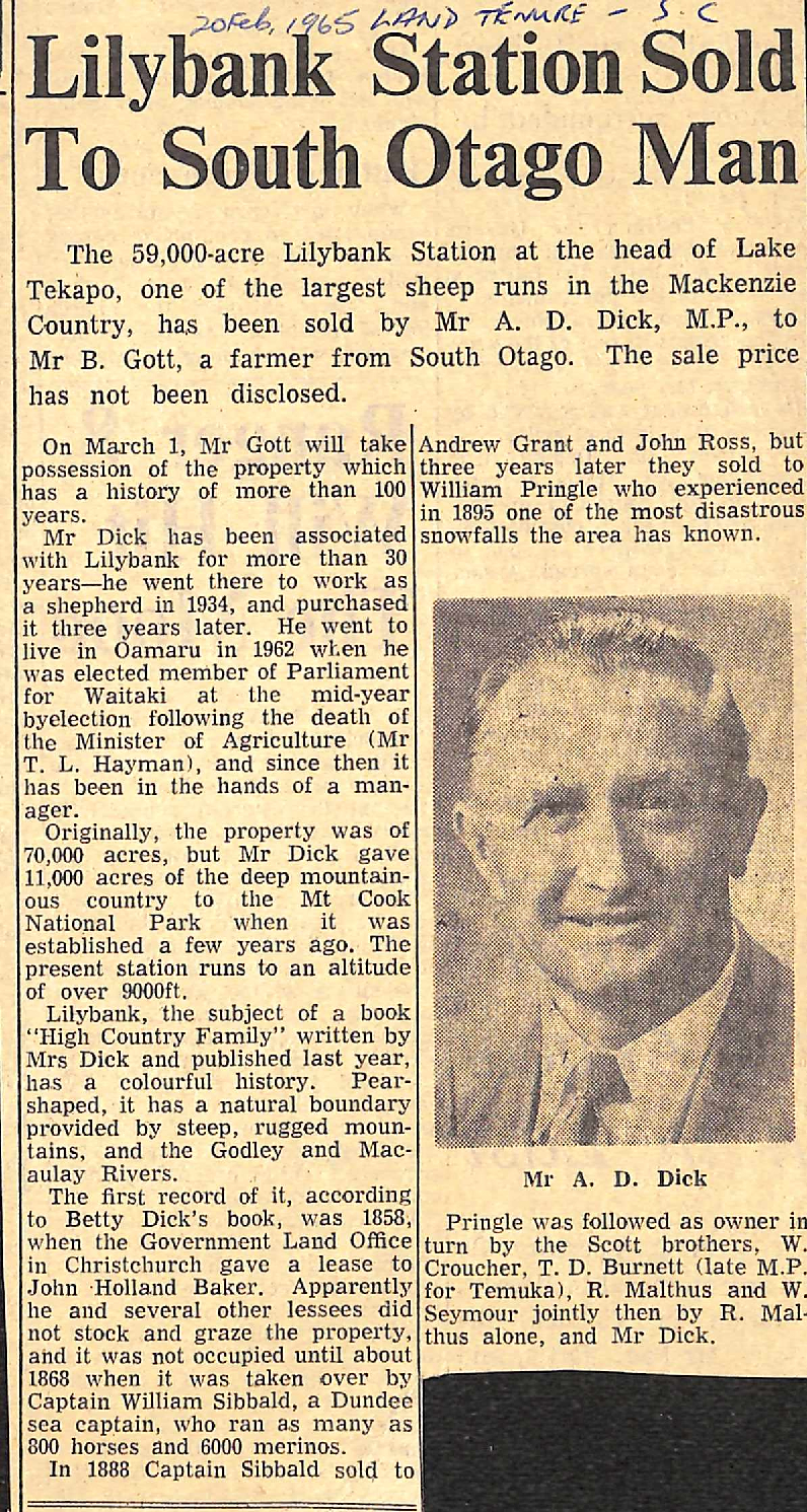 Lilybank Station Sold to South Otago Man