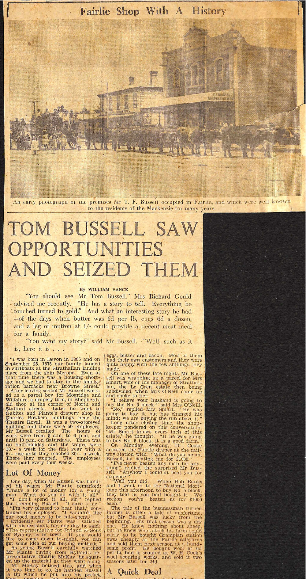 Fairlie Shop With A History: Tom Bussell Saw Opportunities And Seized Them