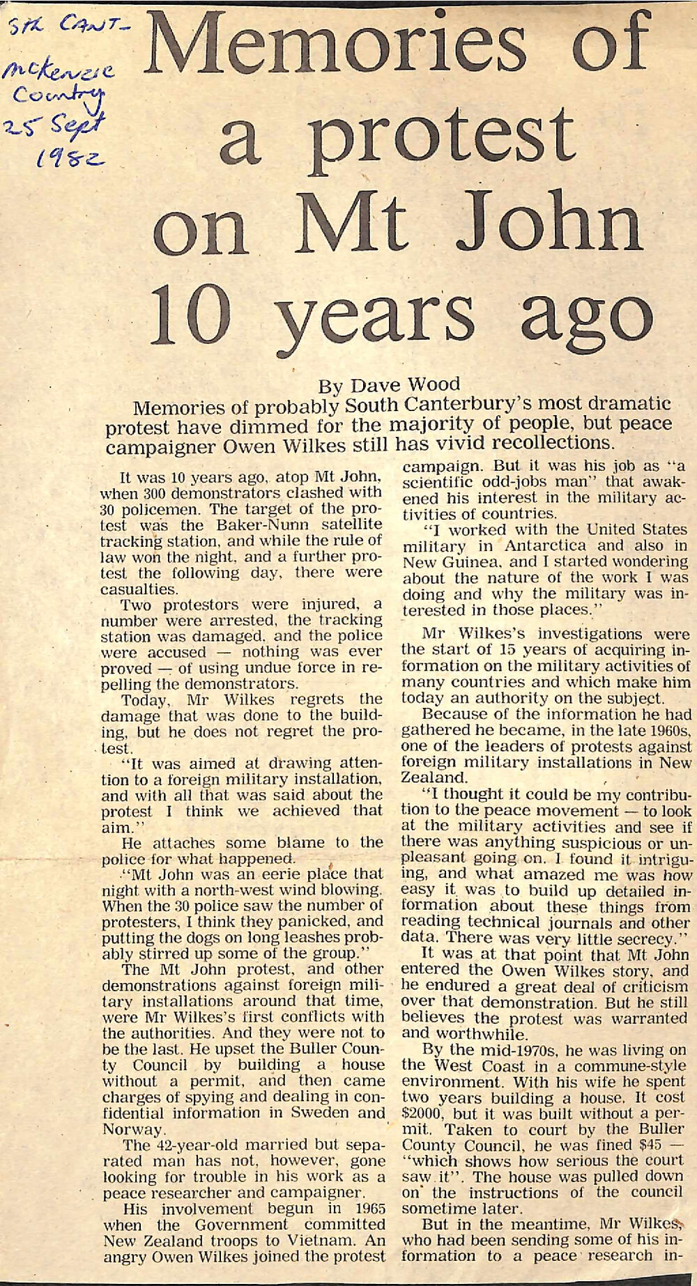 Memories of a protest on Mt John 10 years ago