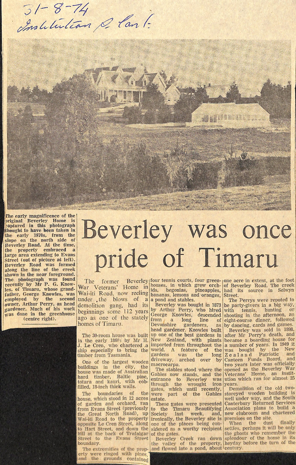 Beverley was once pride of Timaru