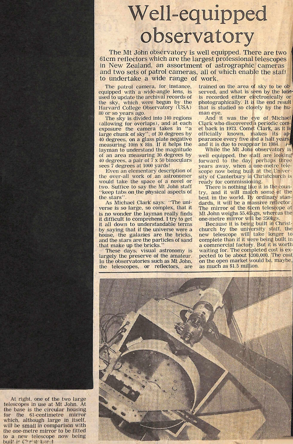 Well-equipped observatory