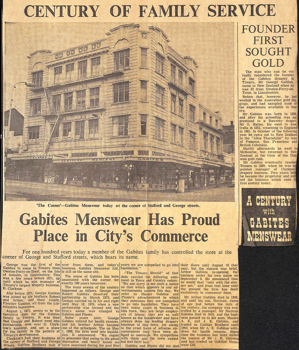 Century of Family Service / Gabites Menswear Has Proud Place in City's Commerce