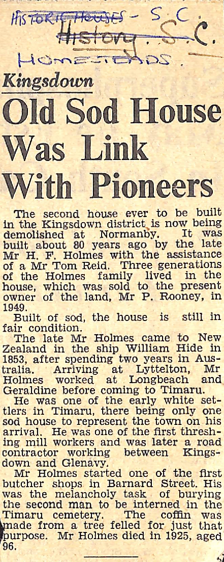 Kingsdown: Old Sod House Was Link With Pioneers