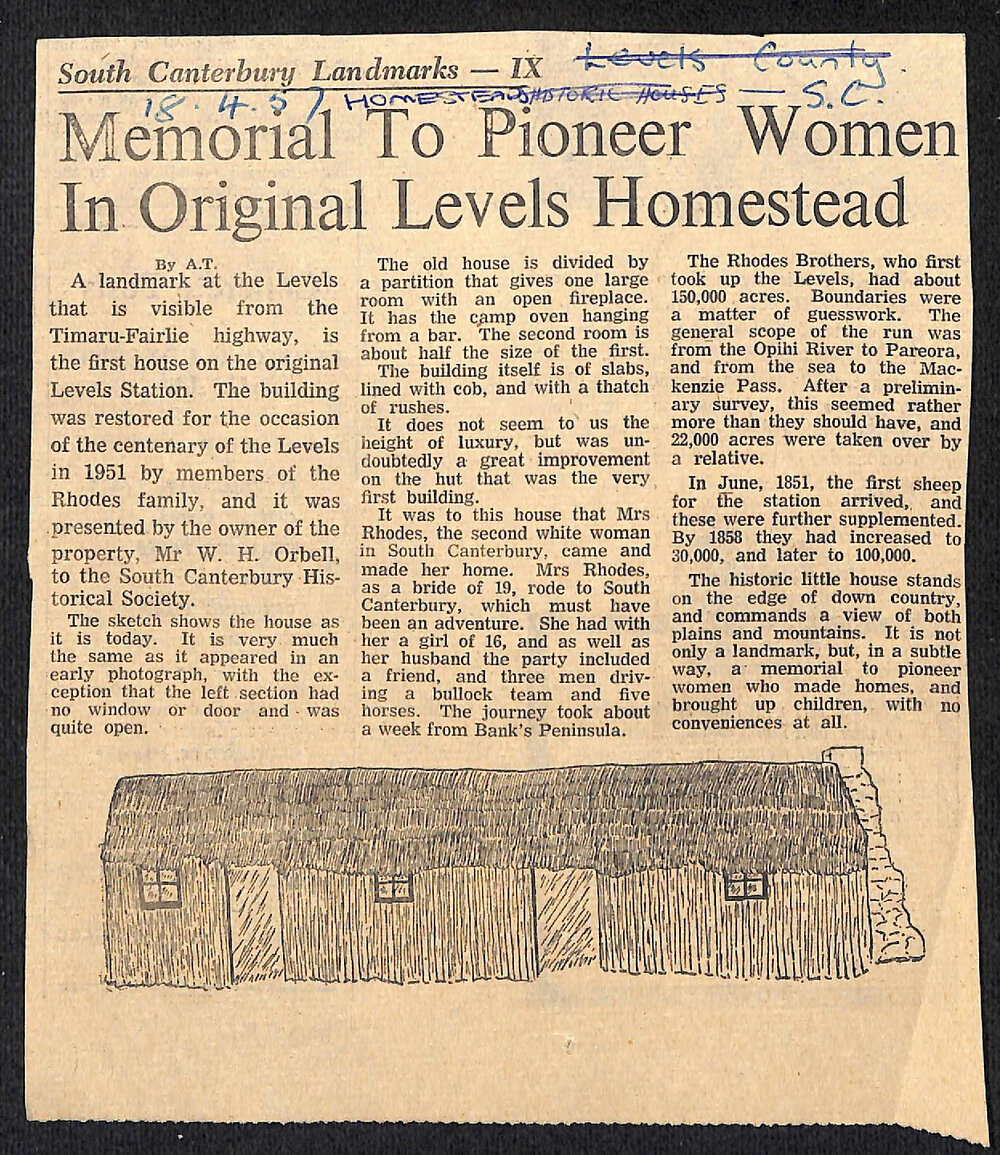 South Canterbury Landmarks IX: Memorial To Pioneer Women In Original Levels Homestead