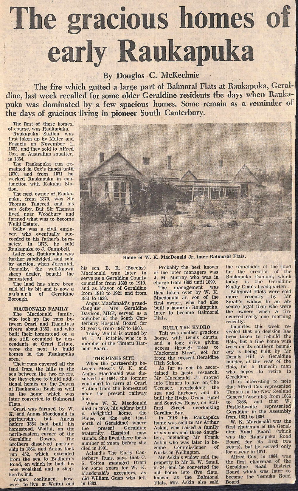 The gracious homes of early Raukapuka