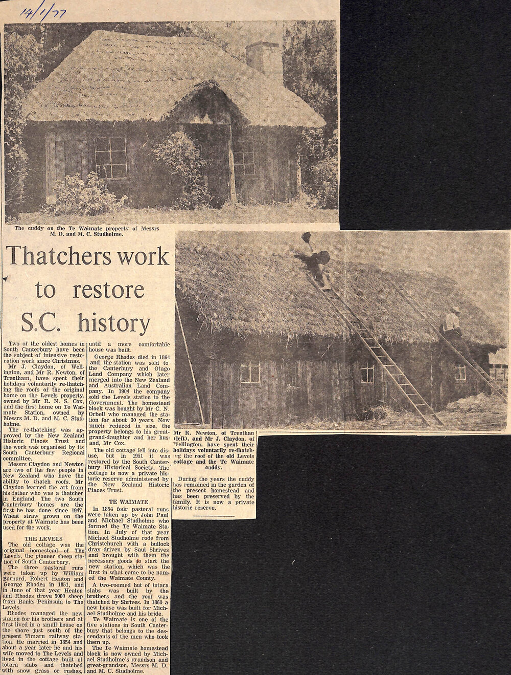 Thatchers work to restore SC history