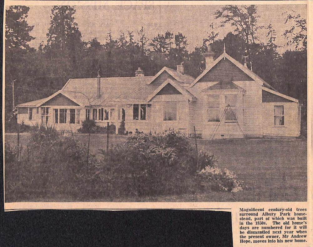 Albury Park Homestead Has Link With Lyttelton, Builders of Tunnel Granted Run In Part Payment of Contract