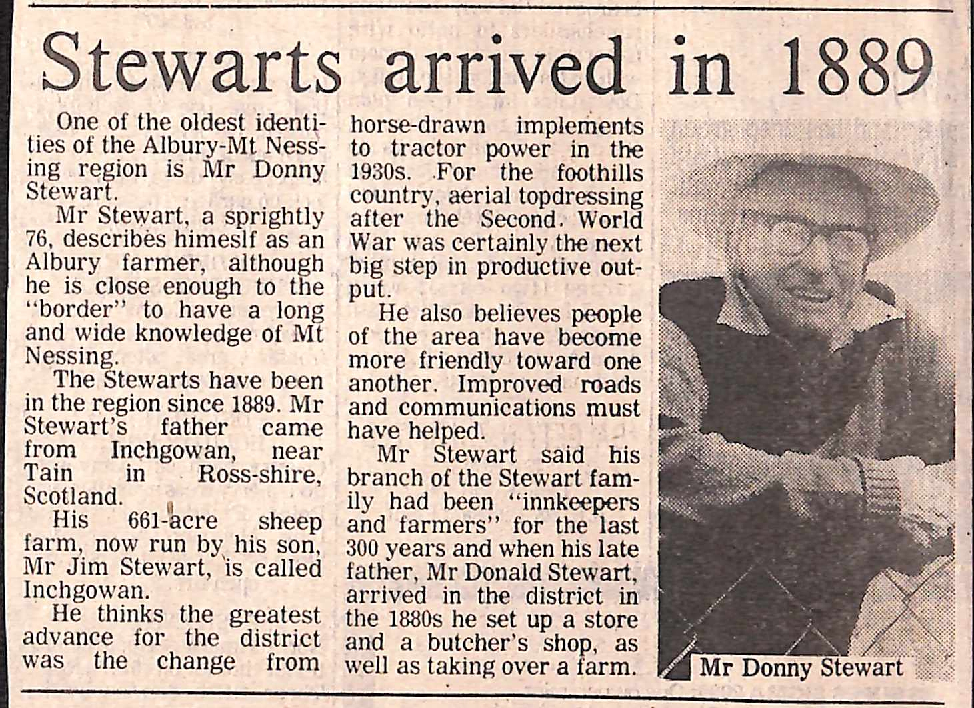 Stewarts arrived in 1889