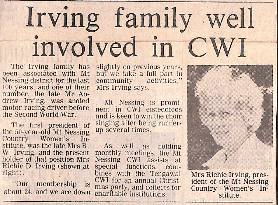 Irving family well involved in CWI
