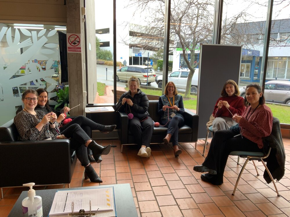 Council staff knitting