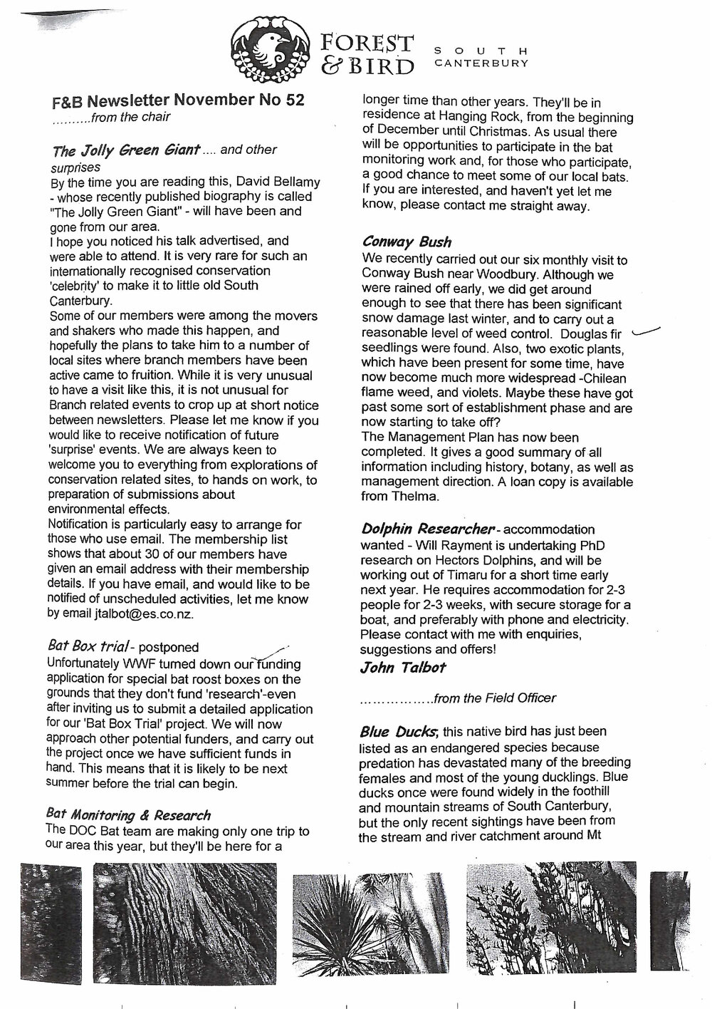Forest and Bird South Canterbury Newsletter No 52