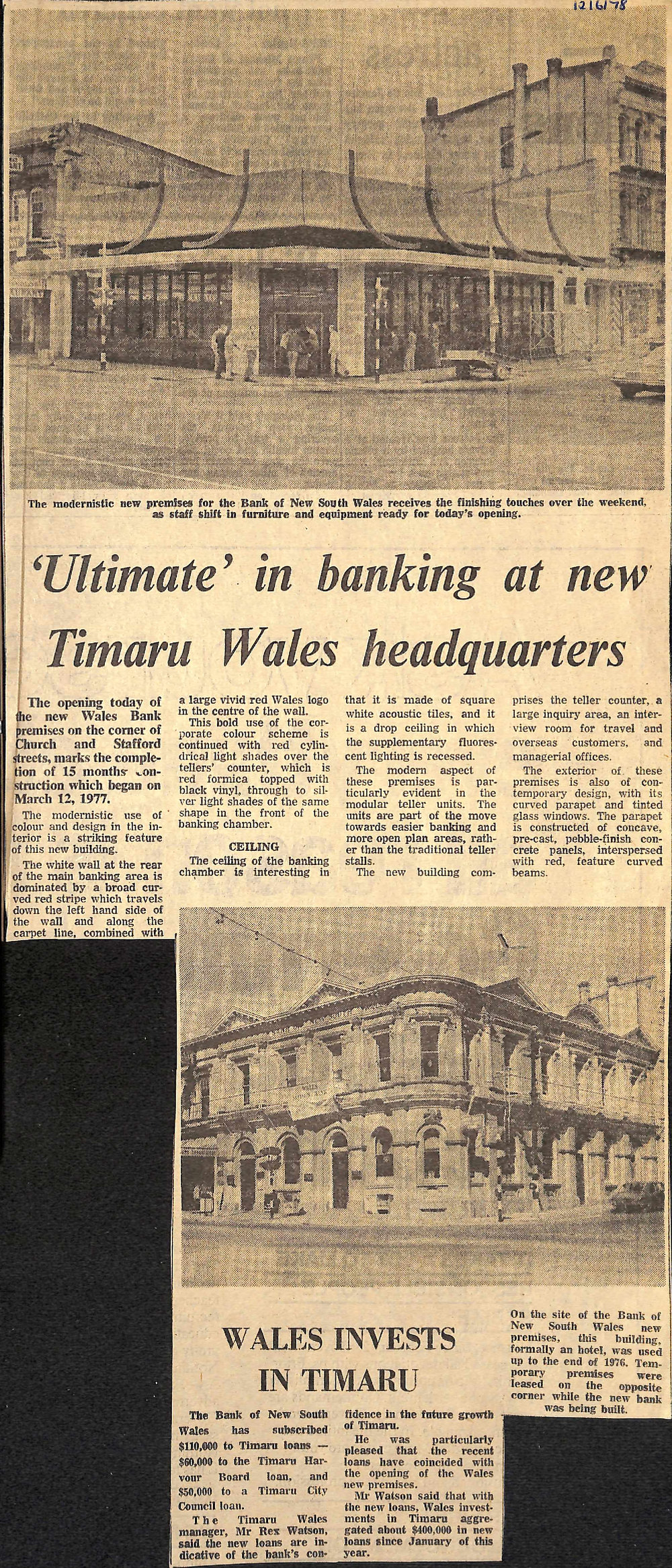 Ultimate in banking at new Timaru Wales headquarters / Wales Invests in Timaru
