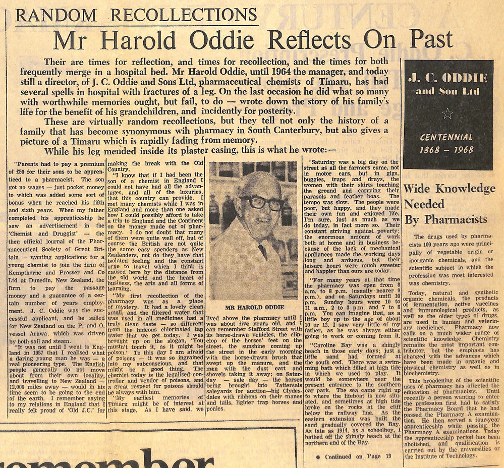 Random Recollections: Mr Harold Oddie Reflects On Past