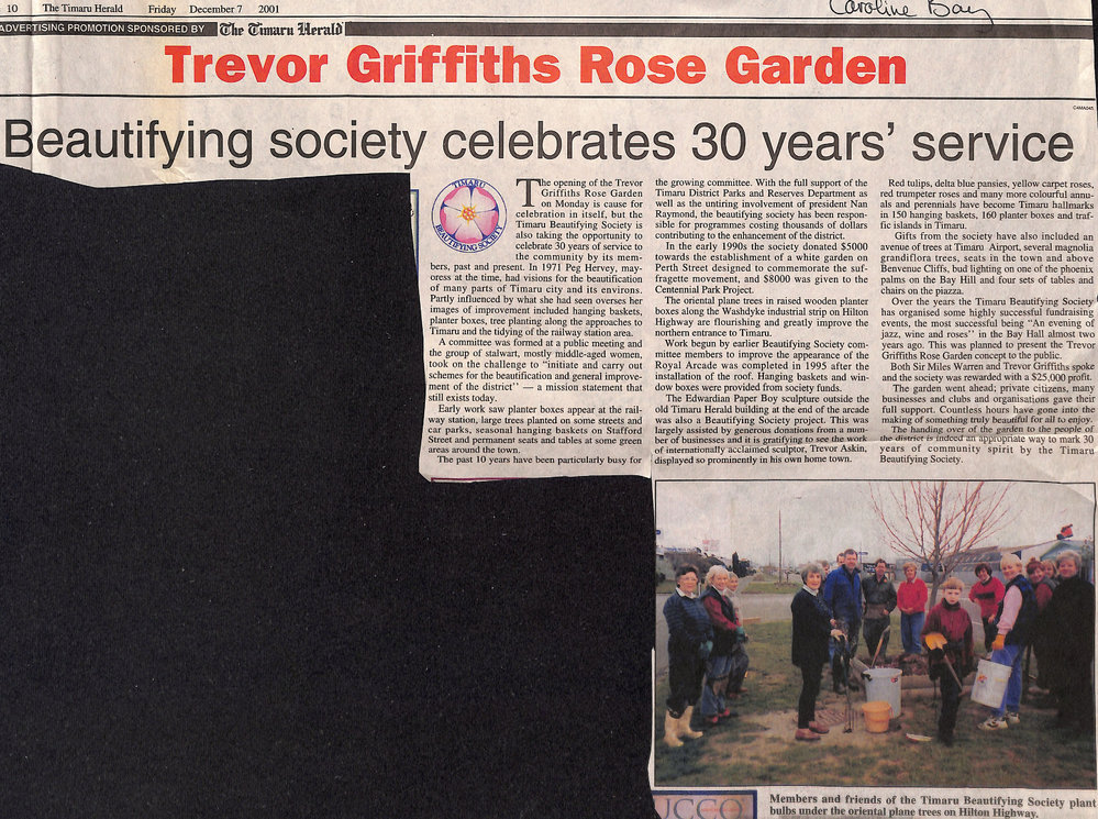 Trevor Griffiths Rose Garden: Beautifying society celebrates 30 years service