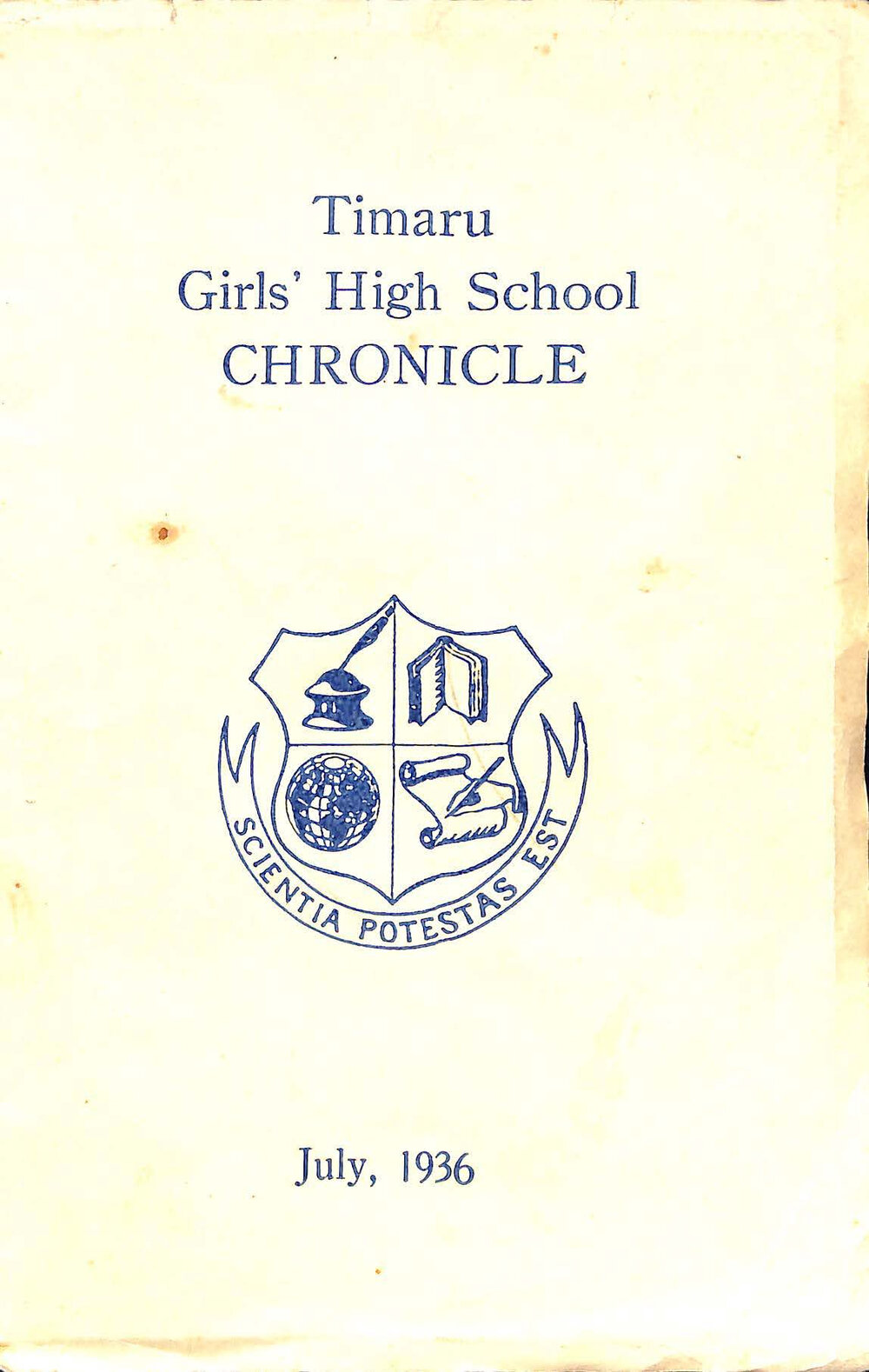 Timaru Girls' High School Chronicle 1936: July 1936