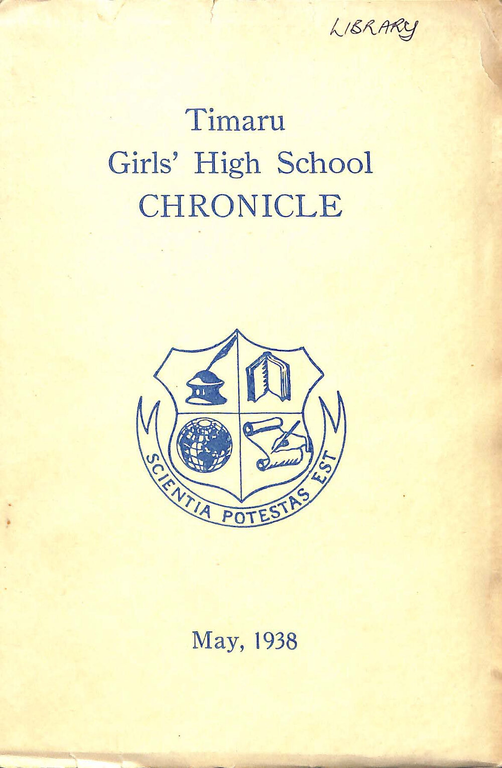 Timaru Girls' High School Chronicle 1938: May 1938