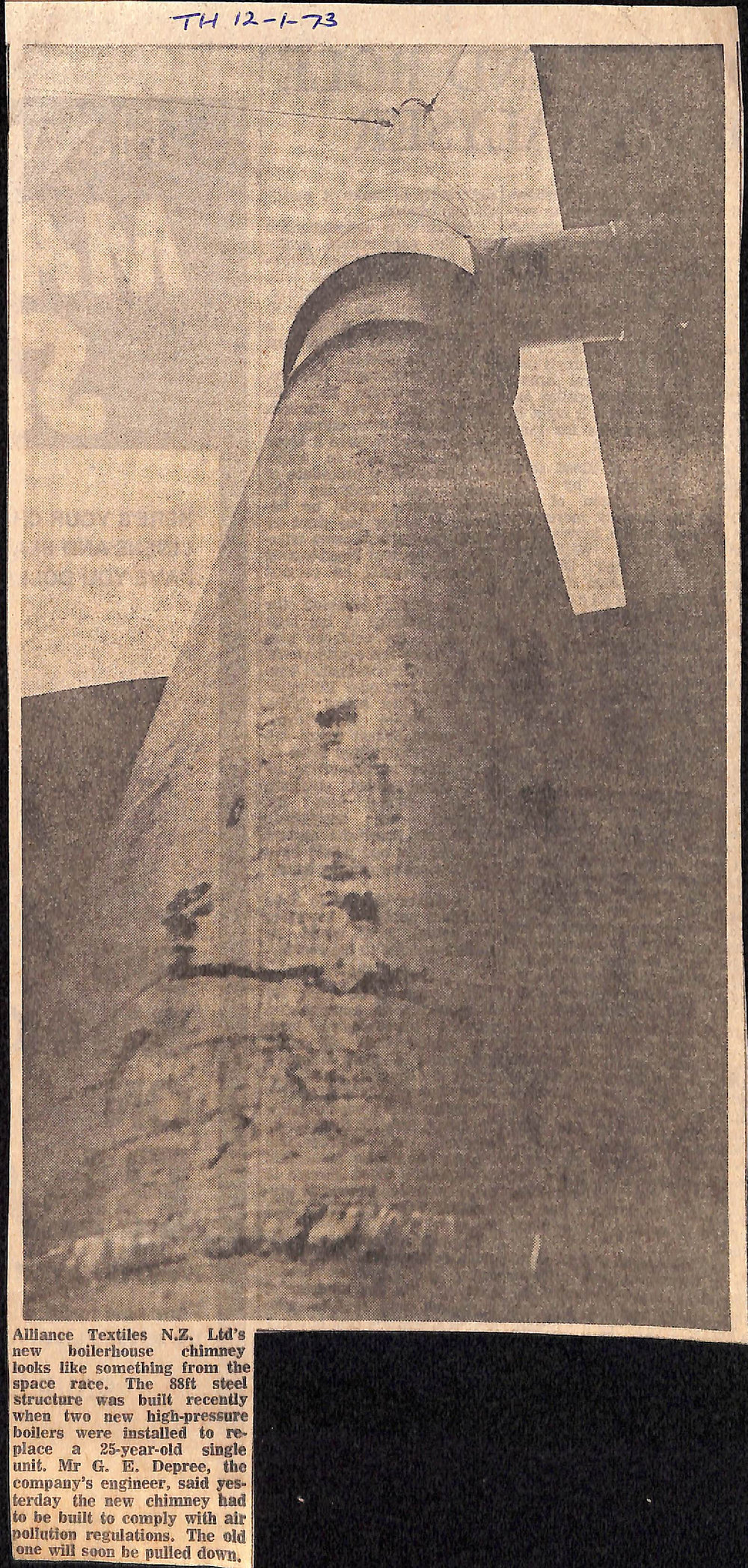 Alliance Textiles new boiler house chimney