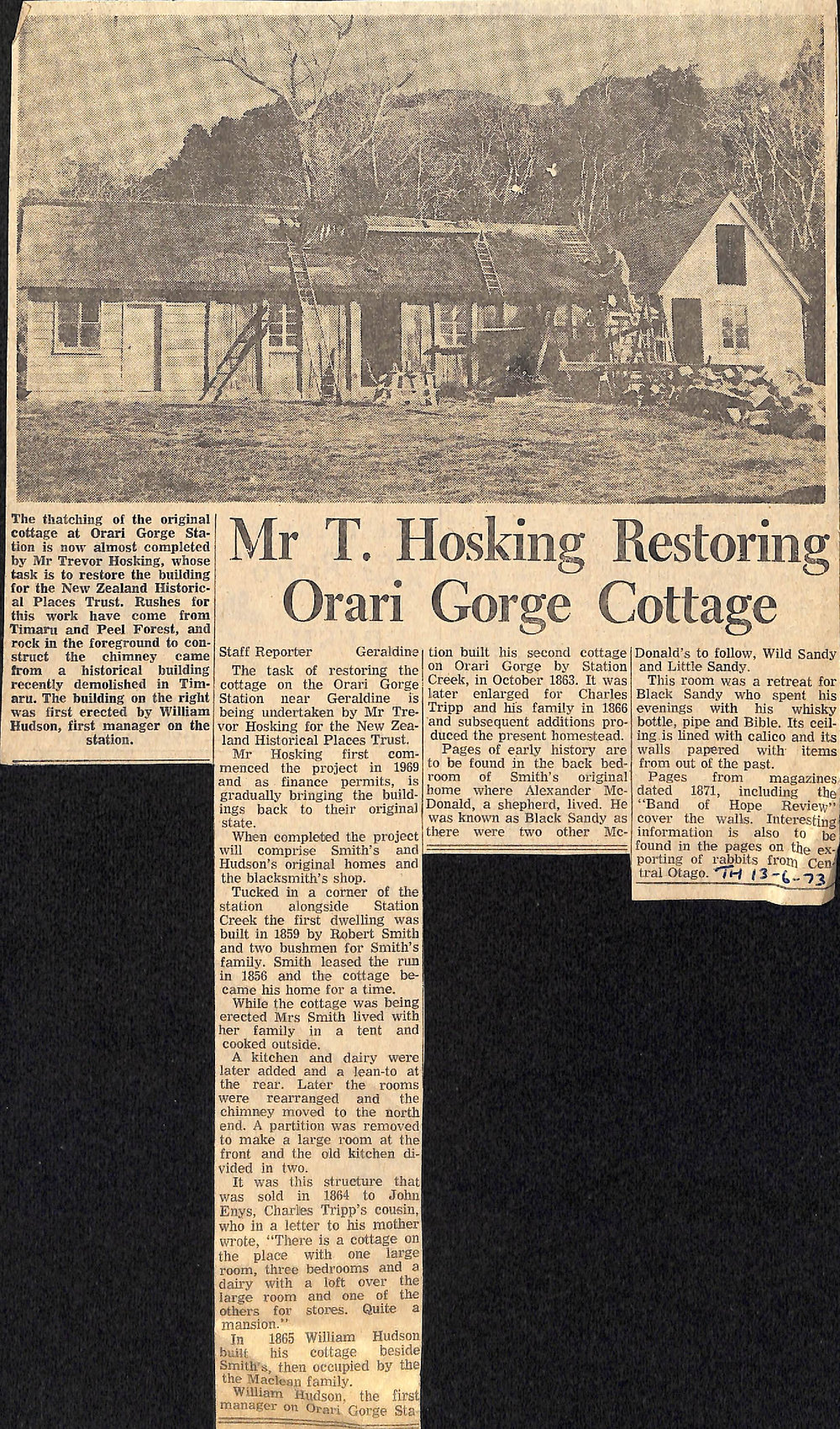 Mr T Hosking Restoring Orari Gorge Cottage