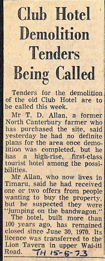 Club Hotel Demolition Tenders Being Called