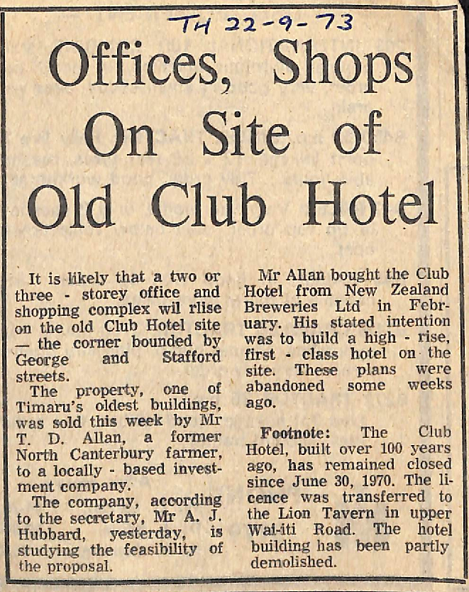 Offices, Shops On Site of Old Club Hotel