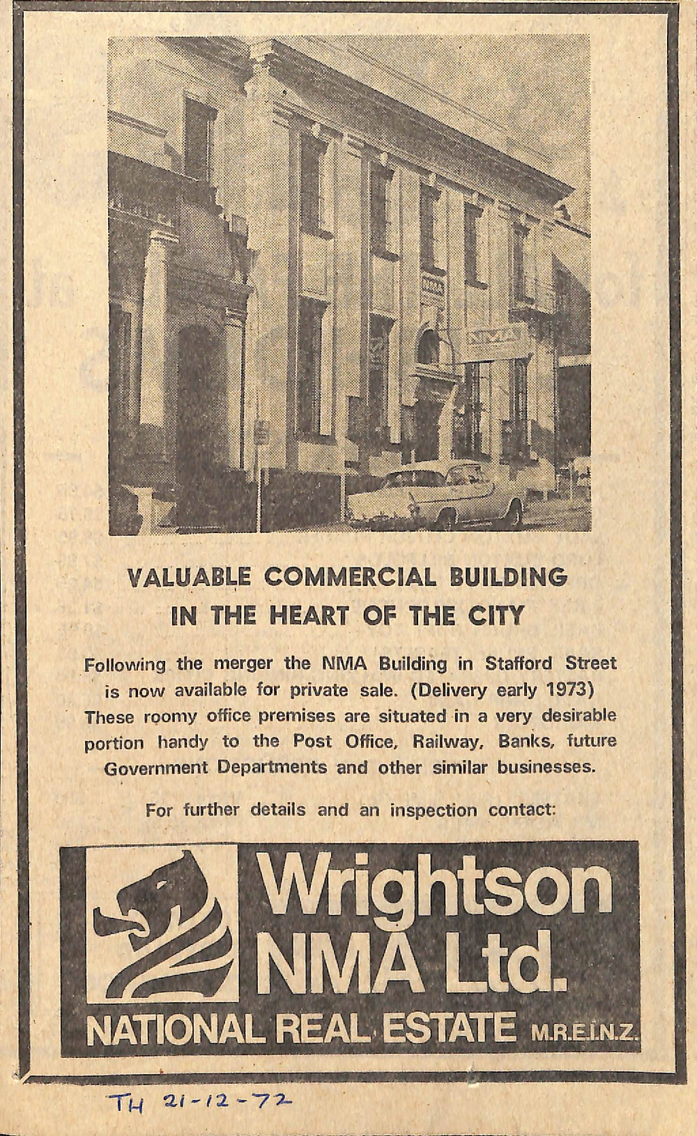 Real estate advertisement NMA Building