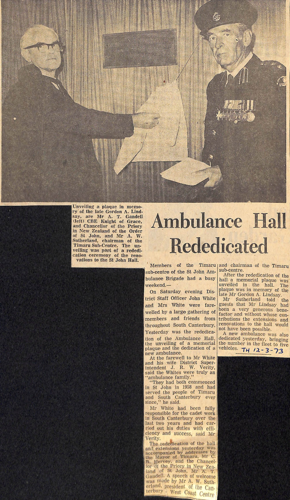Ambulance Hall Rededicated