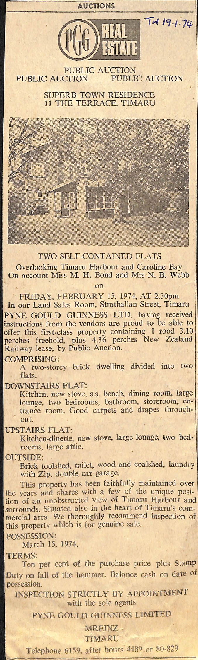 Real Estate advertisement for house on The Terrace