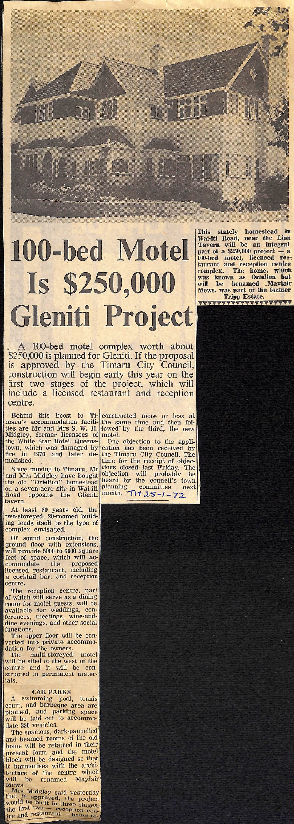100-bed Motel Is $250,000 Gleniti Project