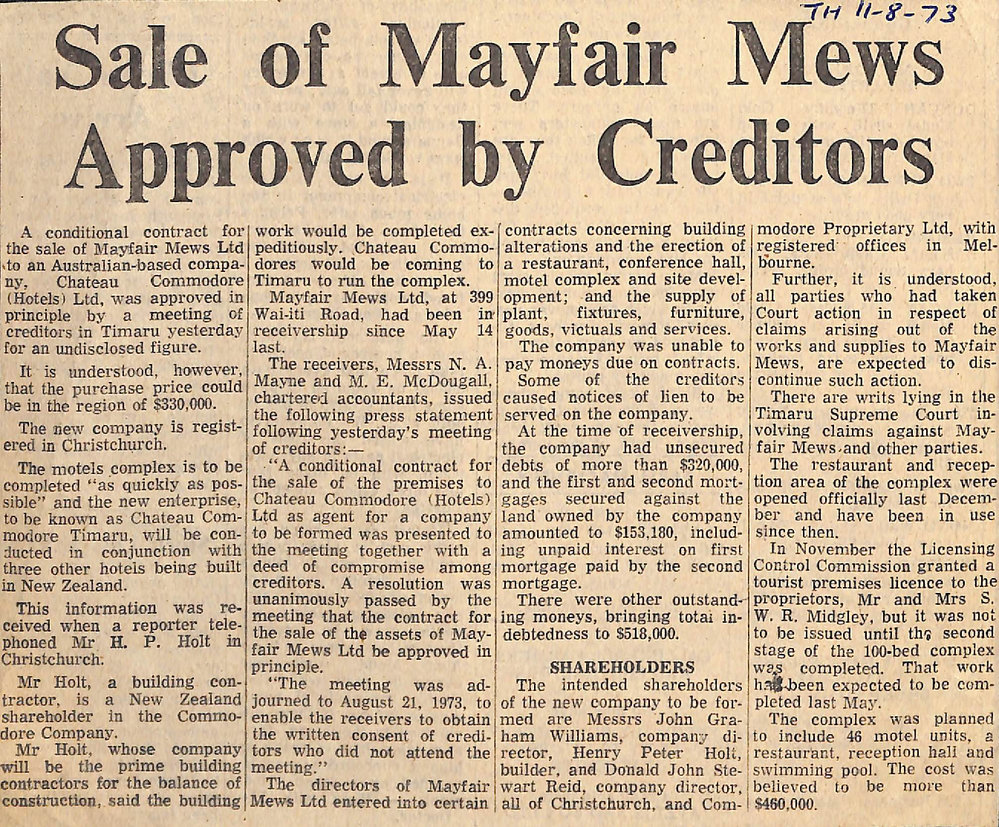 Sale of Mayfair Mews Approved by Creditors