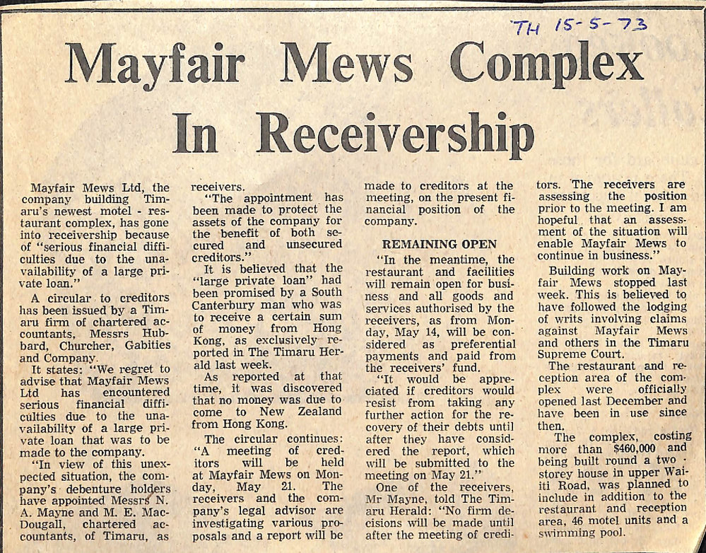 Mayfair Mews Complex In Receivership