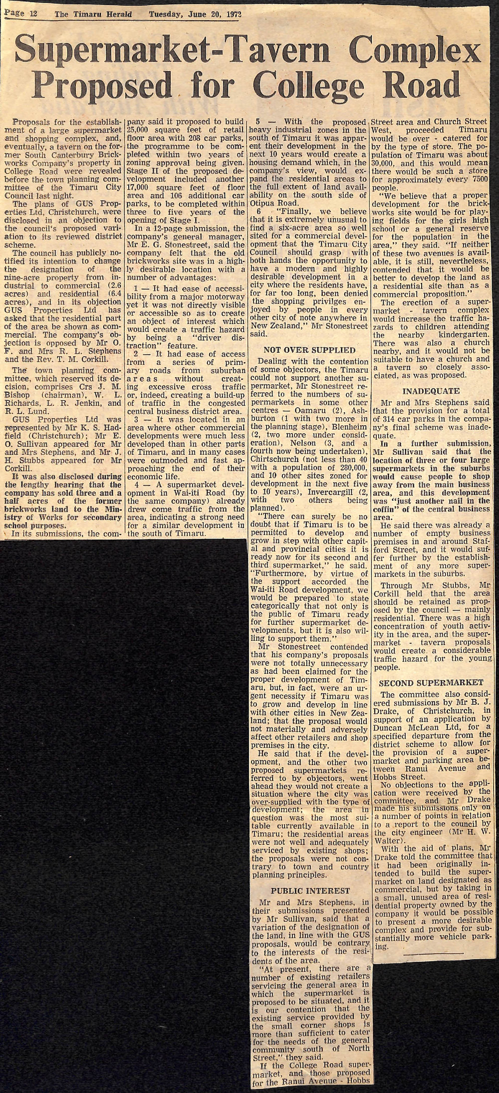 Supermarket -Tavern Complex Proposed for College Road