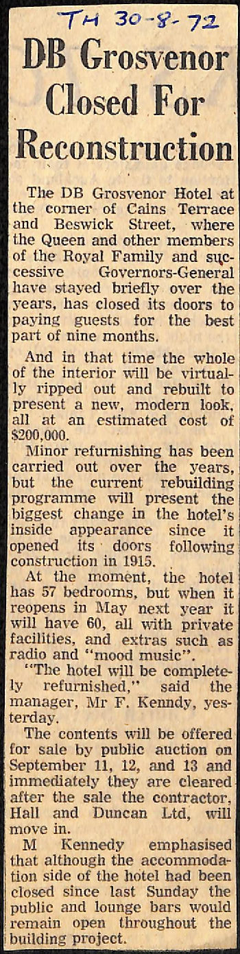 DB Grosvenor Closed For Reconstruction